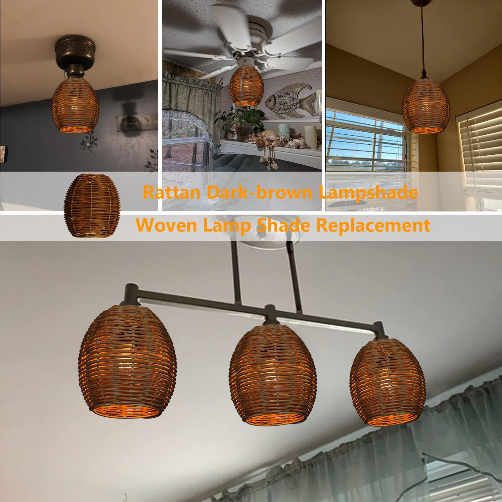 Osasy Woven Rattan Small Lampshade Replacement Lamp Shades Rustic